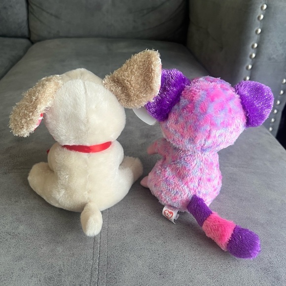 Ty Small Pets Cream and Red Plush Set - Picture 4 of 5